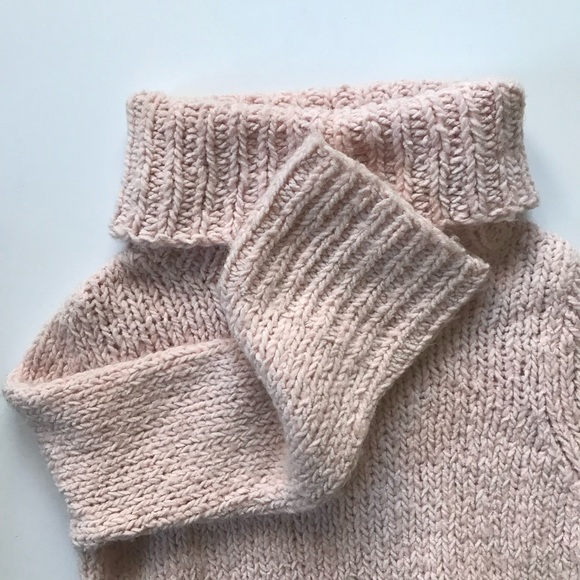 Express Peachy Pink Handknit Wide Neck Sweater - Picture 2 of 3